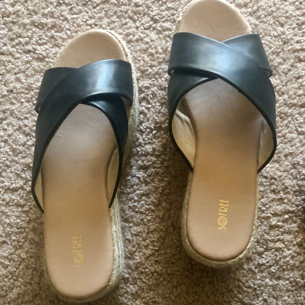 Platform sandals with black criss cross straps